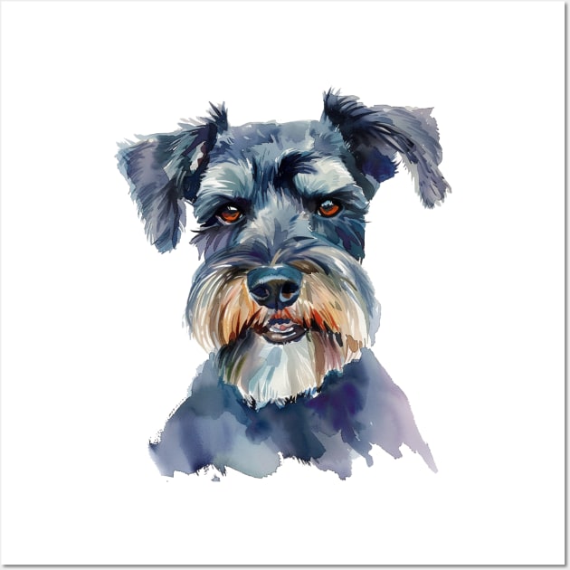 Miniature Schnauzer Water Color Pop Art Design for Dog Lover Wall Art by karishmamakeia